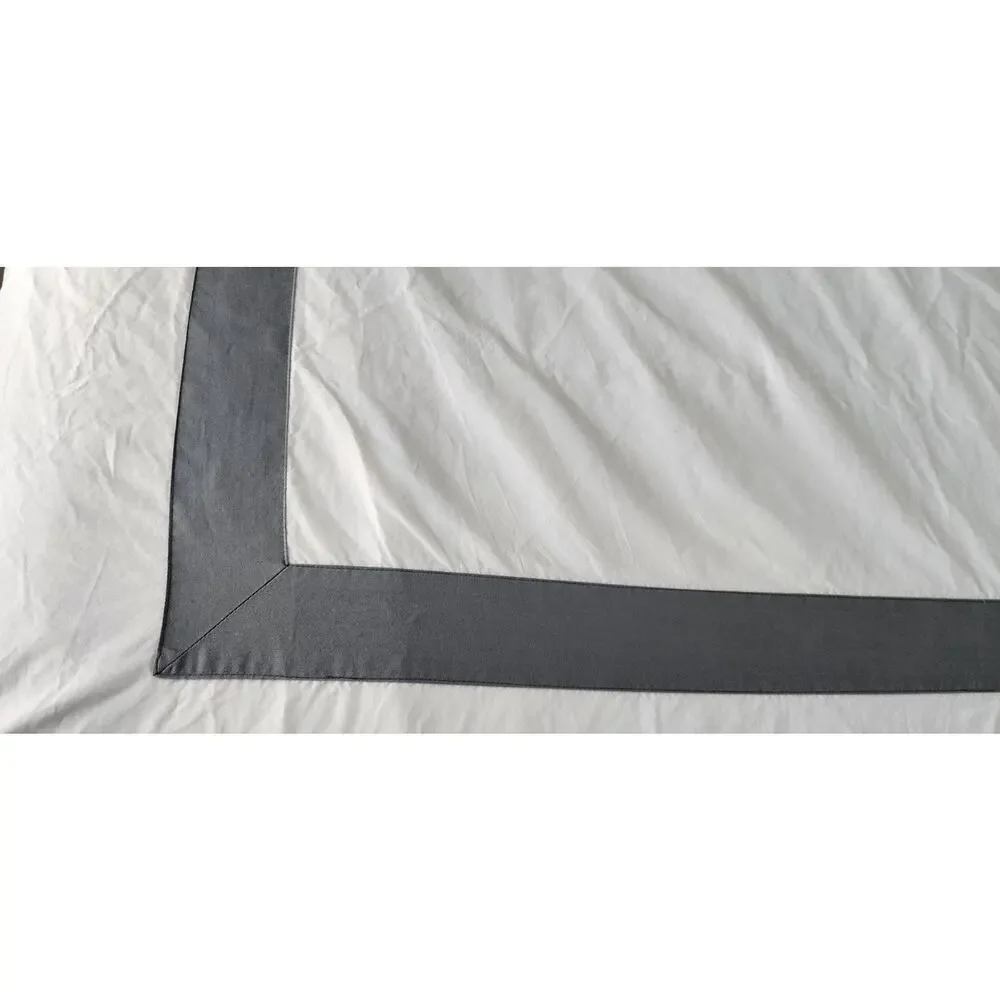 Restoration Hardware Duvet Cover Italy White Gray Border Full/Queen Cotton